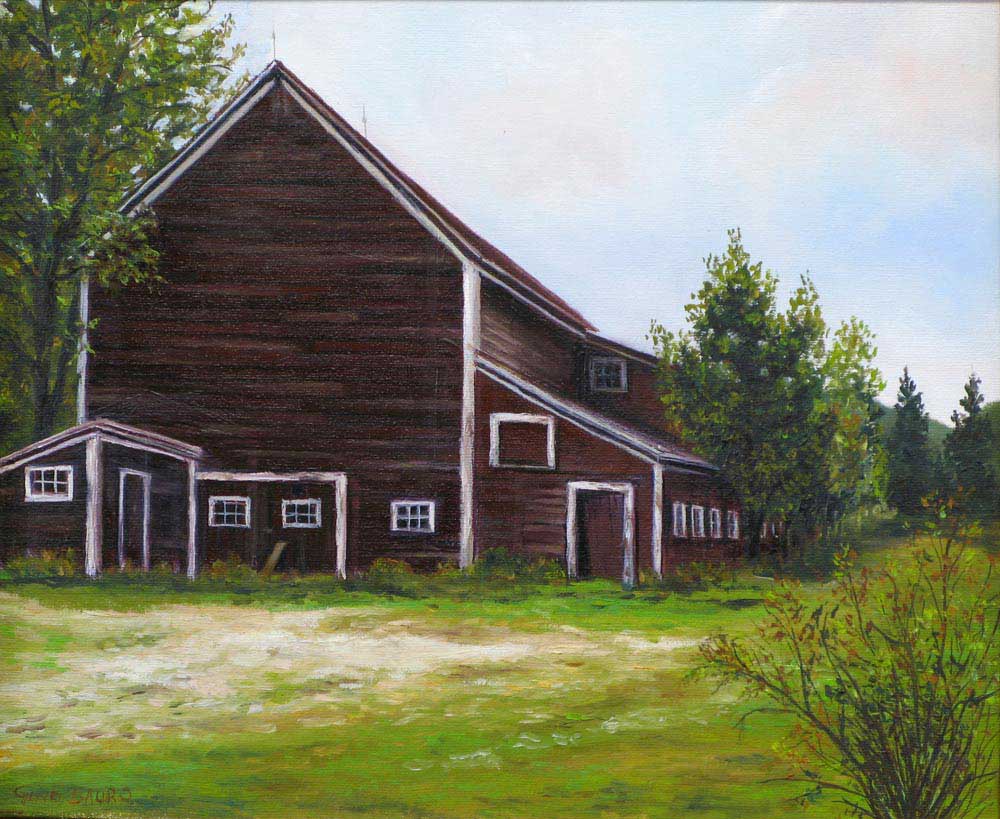 Gino Sauro. Grange au Vermont. Huile sur toile 10"x12"