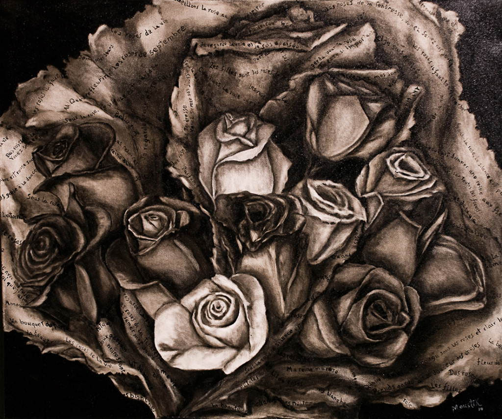 Moustik. Quand la rose dévoile sa poésie. Huile sur toile. 24" x 20" - 2010.