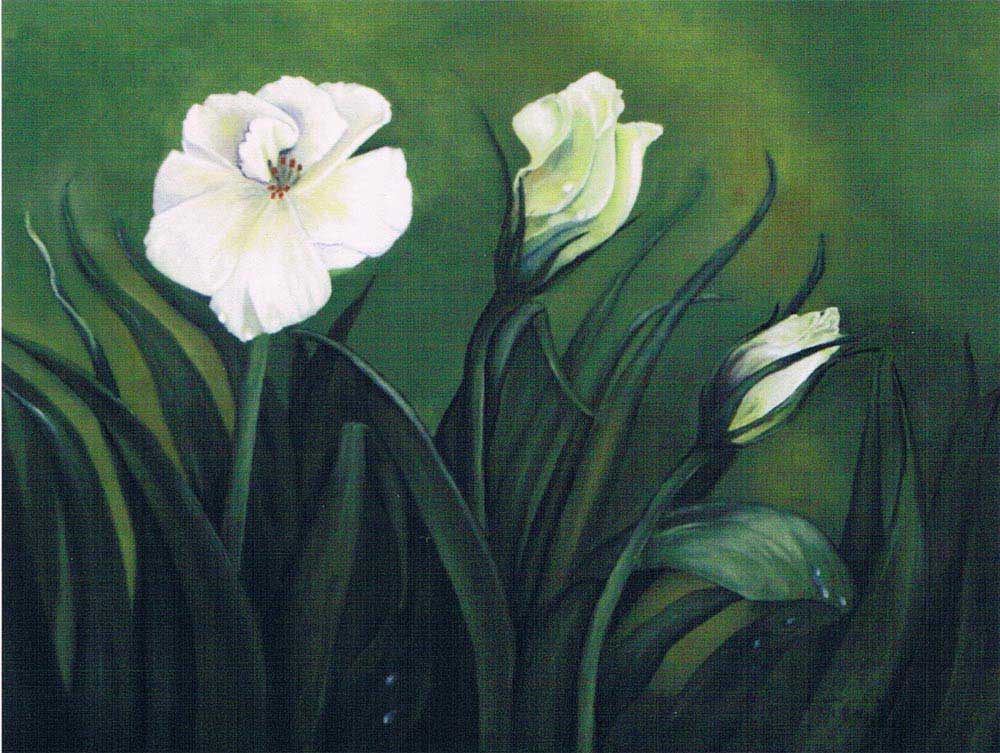 Florence Lévesque. La beauté des fleurs. Huile sur toile-16"x20".