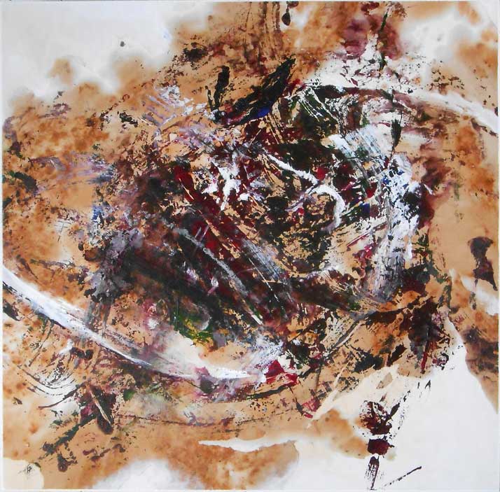 Série rust-art Empreinte de rouille sur papier marouflé. 18" x18 "-2016