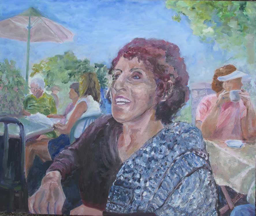 Colette Bétit.Au café de Frelisburg . Huile sur toile, 20"x24", 2012