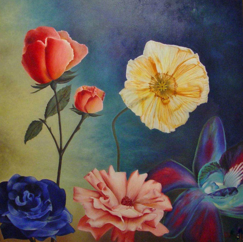 Shirley Castrillon - Fleurs d'été - Huile sur toile-2006-24"X 24"
