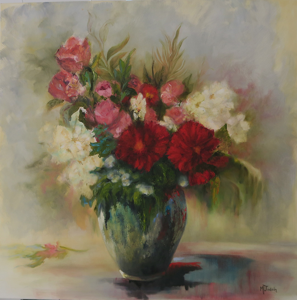 Marie-Thérèse.  Des fleurs pour vous. Huile sur toile, 36"x 36" - 2019